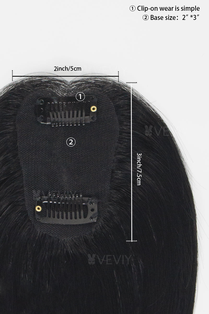 Vera Thin Breathable Lace Human Hair Topper Dark Black #1