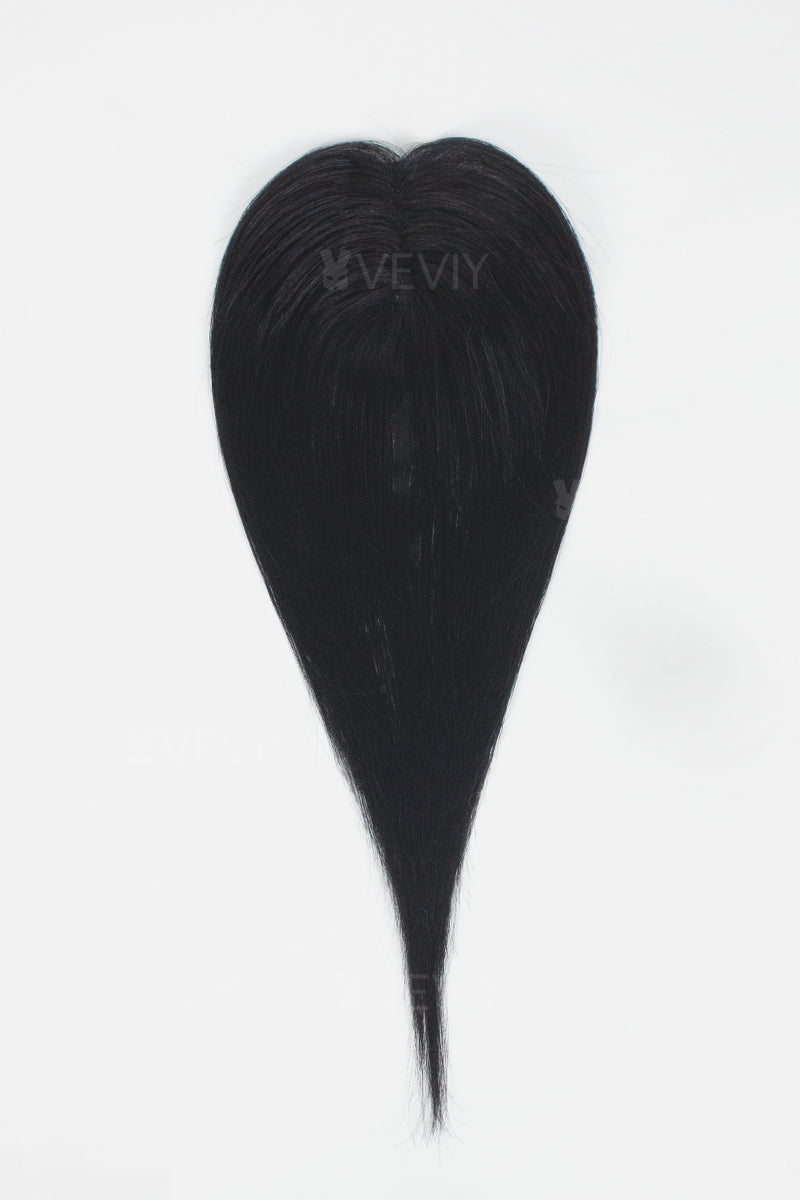 Vera Thin Breathable Lace Human Hair Topper Dark Black #1