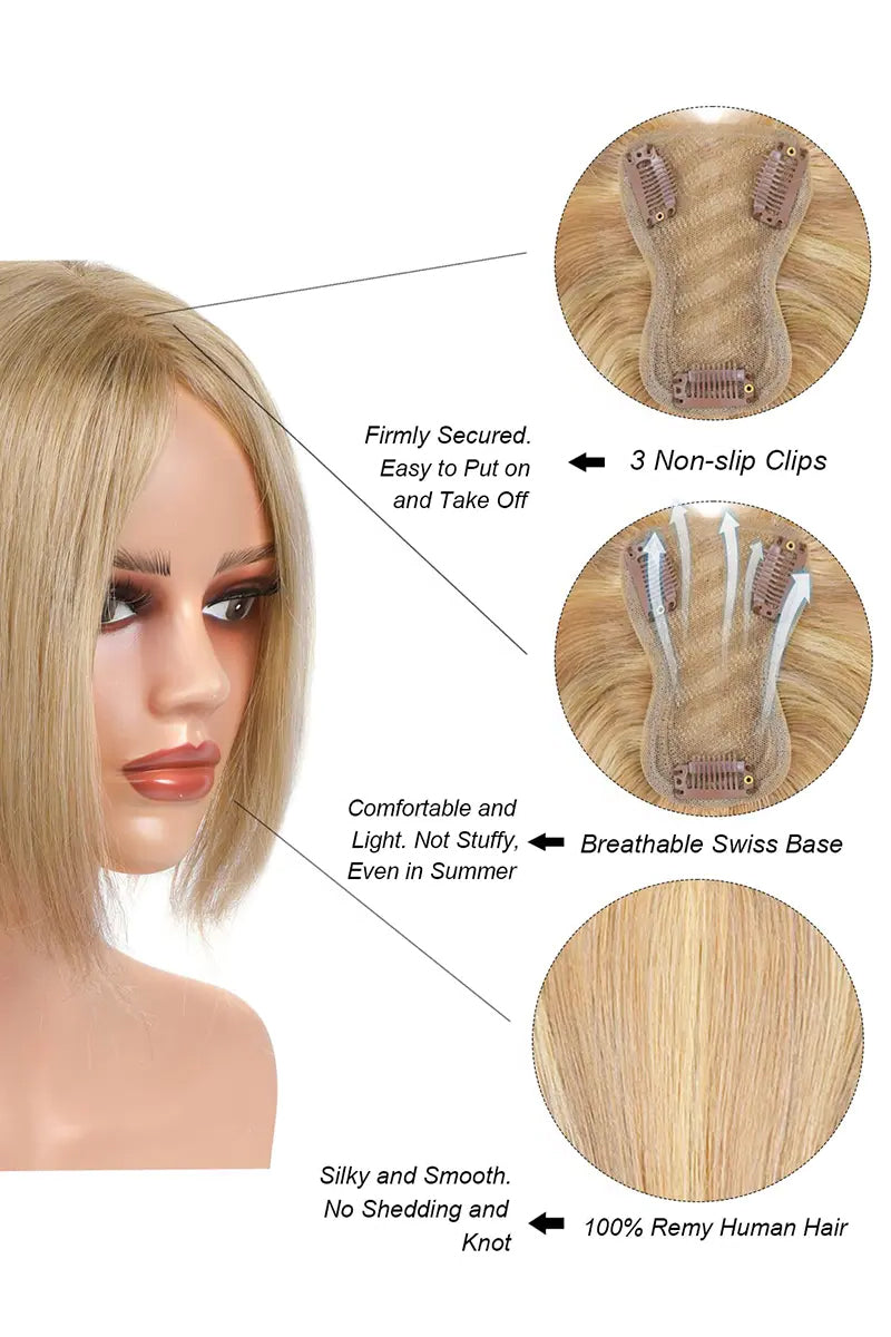 Aria Handmade Human Hair Topper Dark Blonde with Light Blonde #P10/16