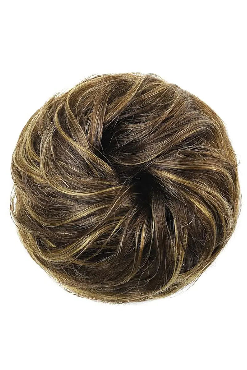 Messy Bun Hair Piece Medium Brown with Highlights #P4/27