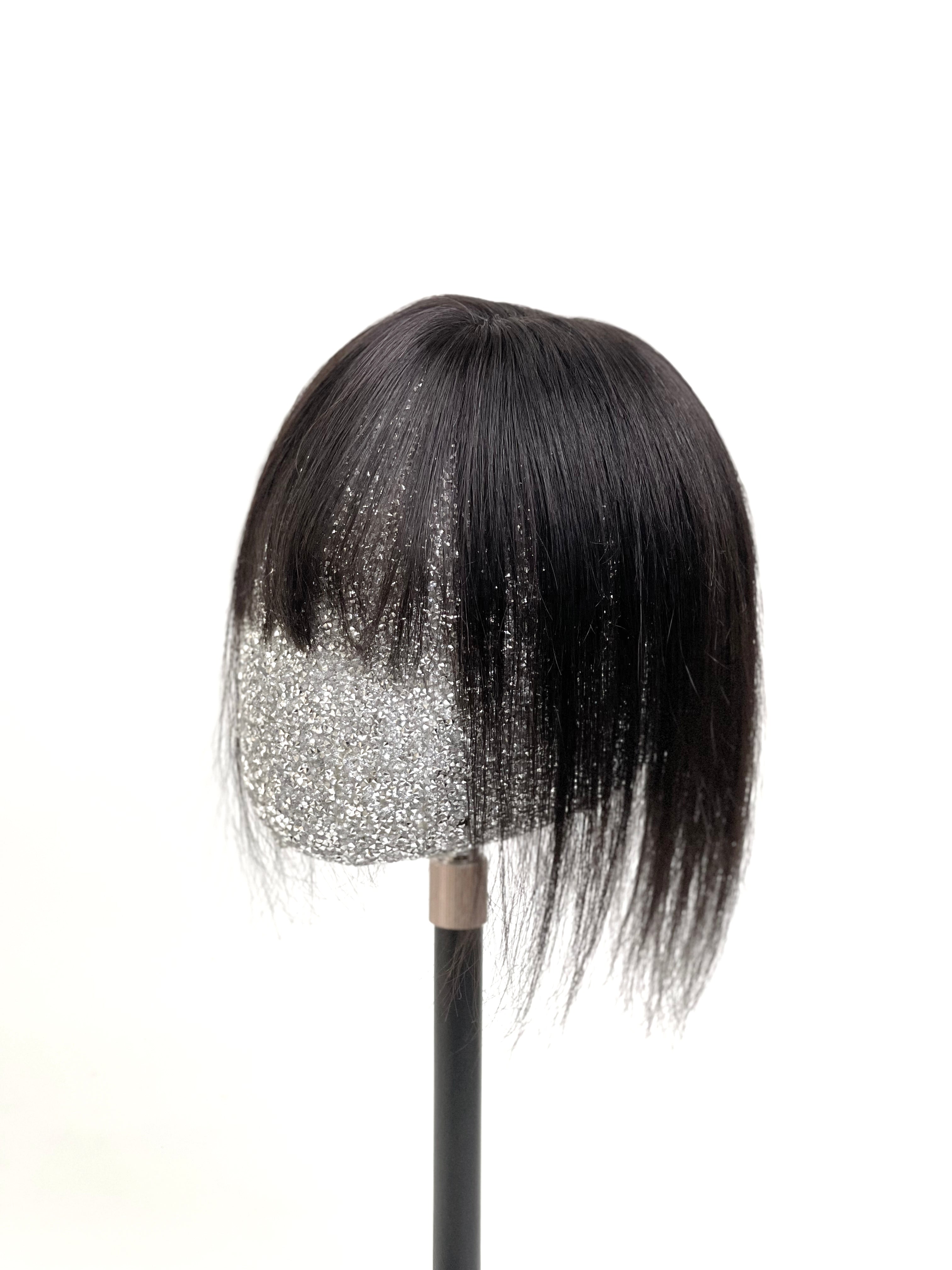 Aria-B Handmade Human Hair Topper with Hair Bangs