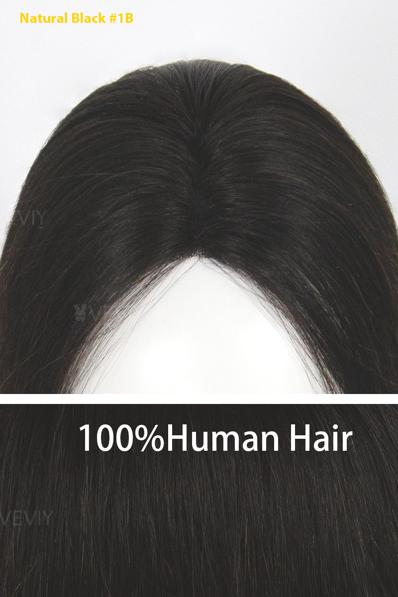 Vera Thin Breathable Lace Human Hair Topper Natural Black #1B