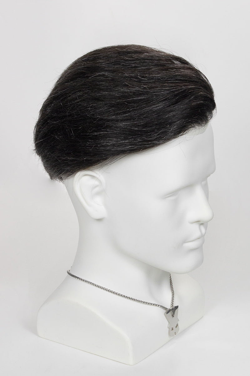 Victor Men's Hairpiece Hairstyle Black blended with 10% Grey #1B10