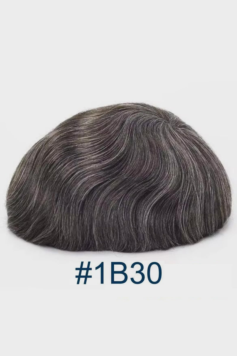 Alison Pre-Cut Men's Hairstyle Black blended with 30% Grey #1B30