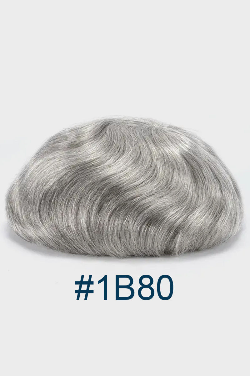 Alison Pre-Cut Men's Hairstyle Black blended with 80% Grey #1B80