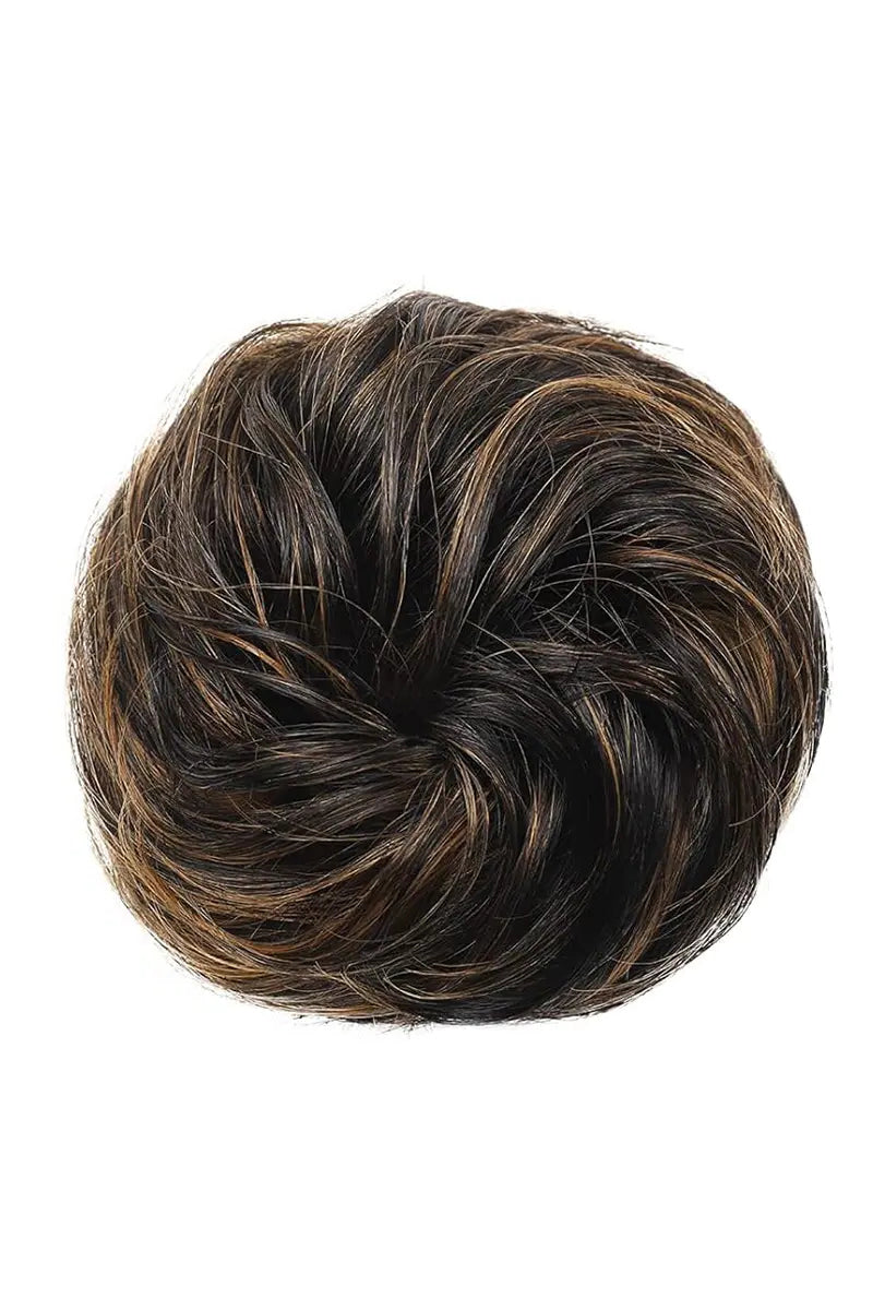 Messy Bun Hair Piece Black with Golden Blonde Highlights #P1B/27