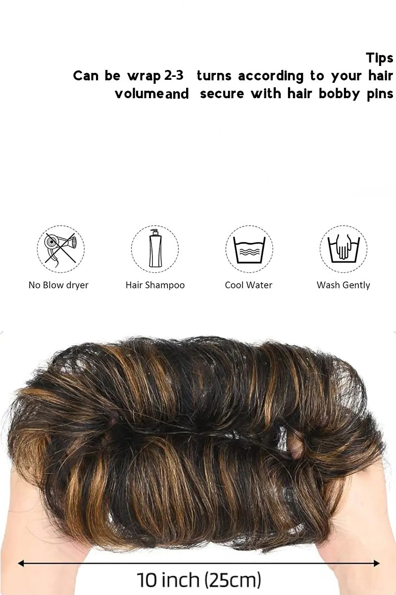 Messy Bun Hair Piece Black with Golden Blonde Highlights #P1B/27