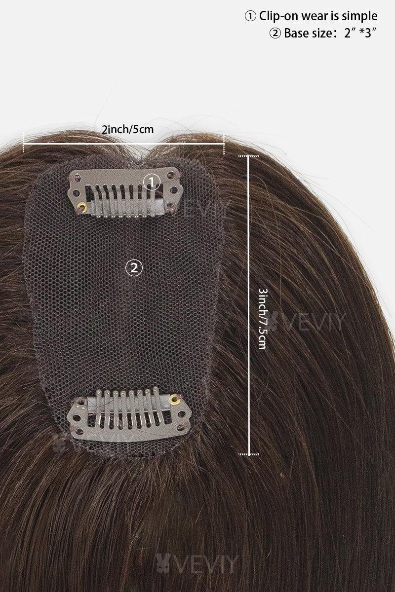 Vera Thin Breathable Lace Human Hair Topper Dark Brown #2