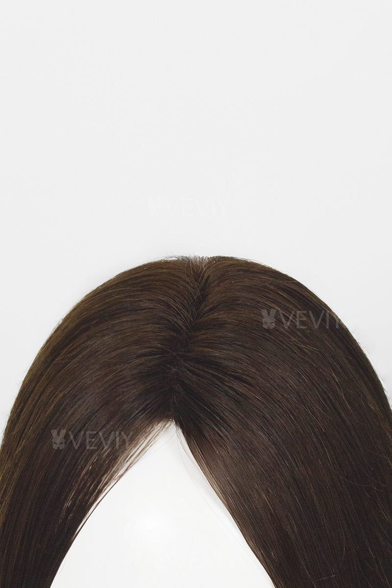 Vera Thin Breathable Lace Human Hair Topper Dark Brown #2