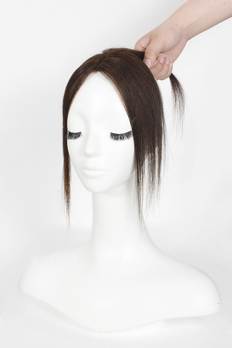 Vera Thin Breathable Lace Human Hair Topper Dark Brown #2