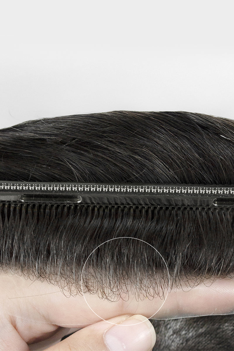 Philip Men's Hairpiece Hairstyle Black blended with 10% Grey #1B10