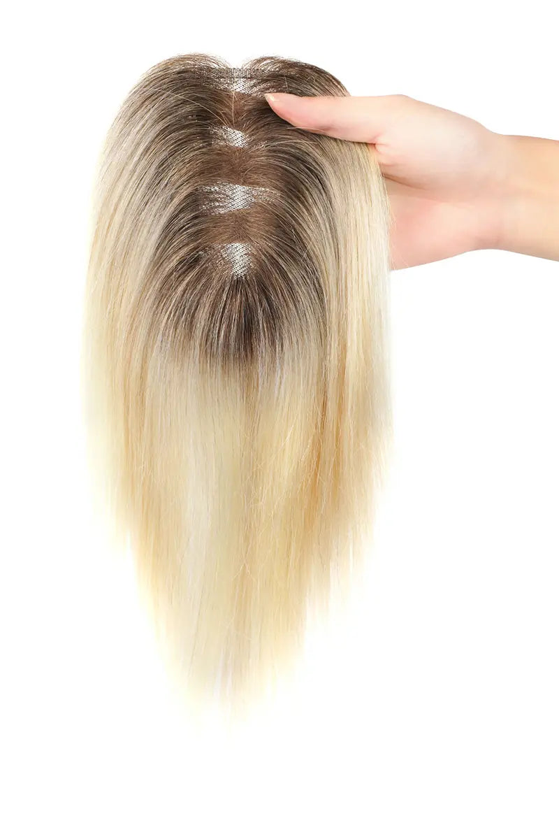 Aria Handmade Human Hair Topper Light Blonde with Highlights #T4/16/613