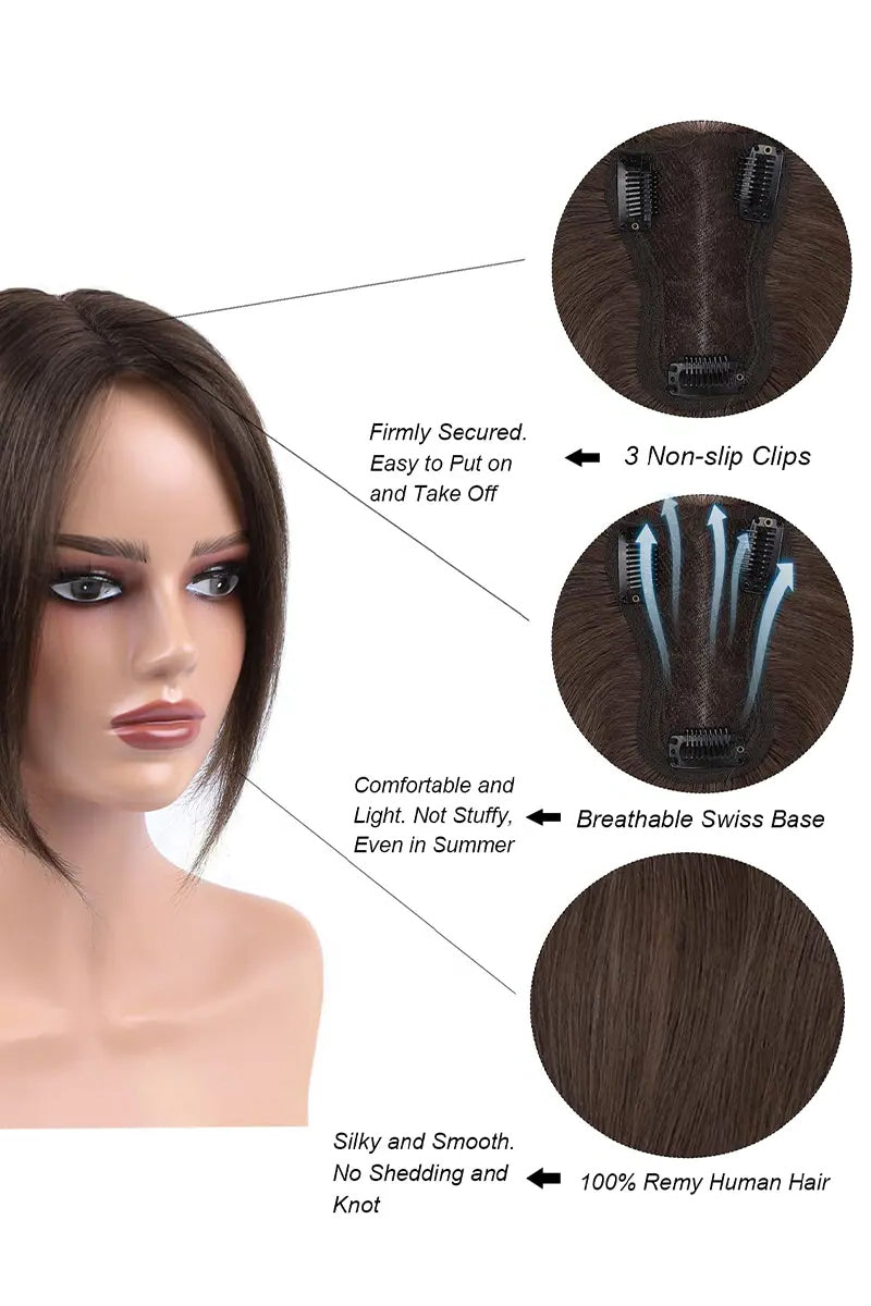 Aria Handmade Human Hair Topper Medium Brown #4