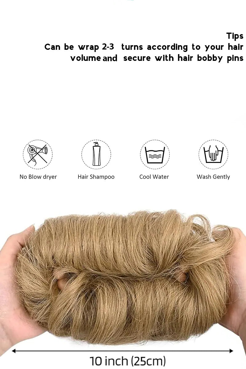 Messy Bun Hair Piece Dark Blonde with Highlights #10/16