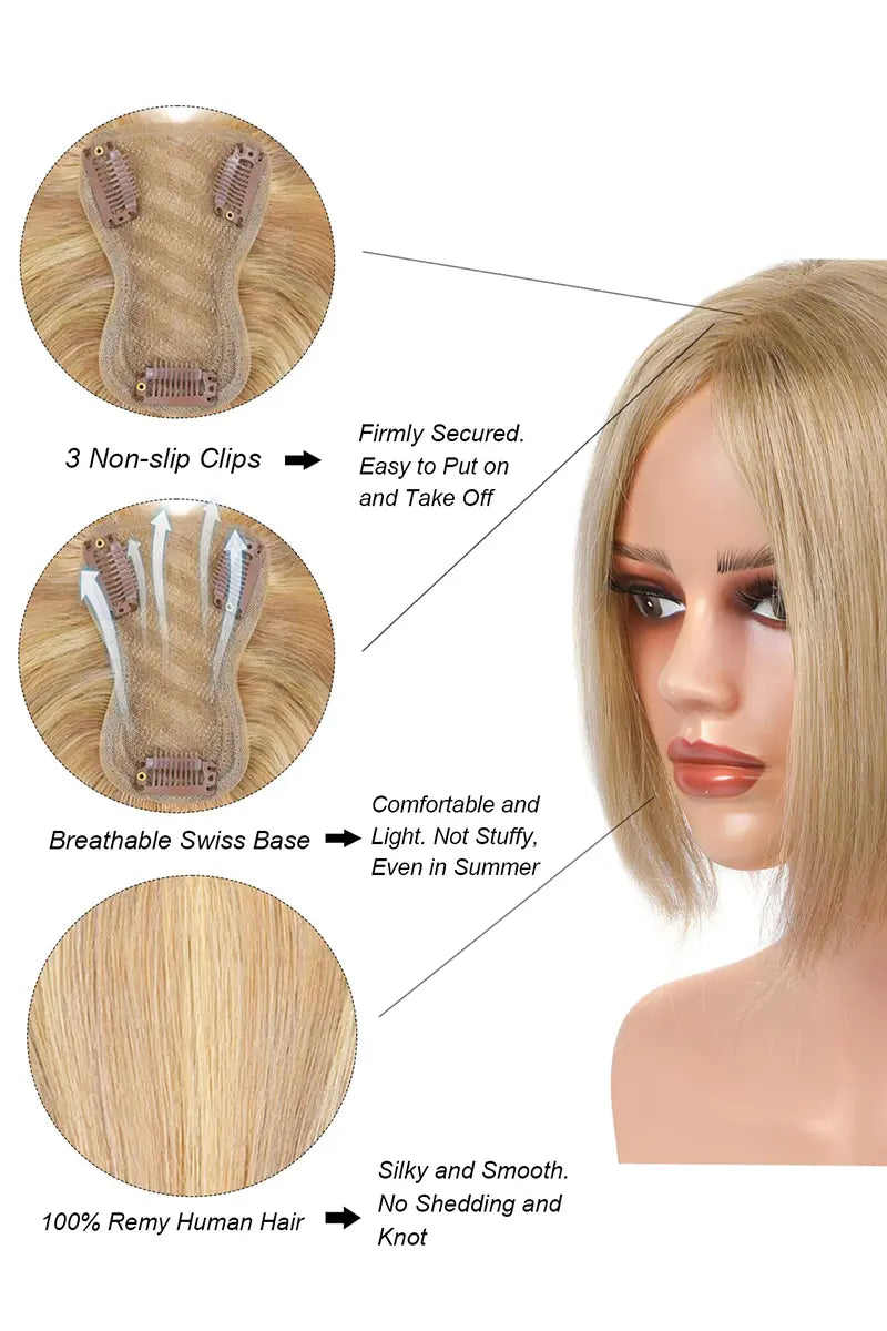 Aria Handmade Human Hair Topper Dark Blonde with Light Blonde #P10/16