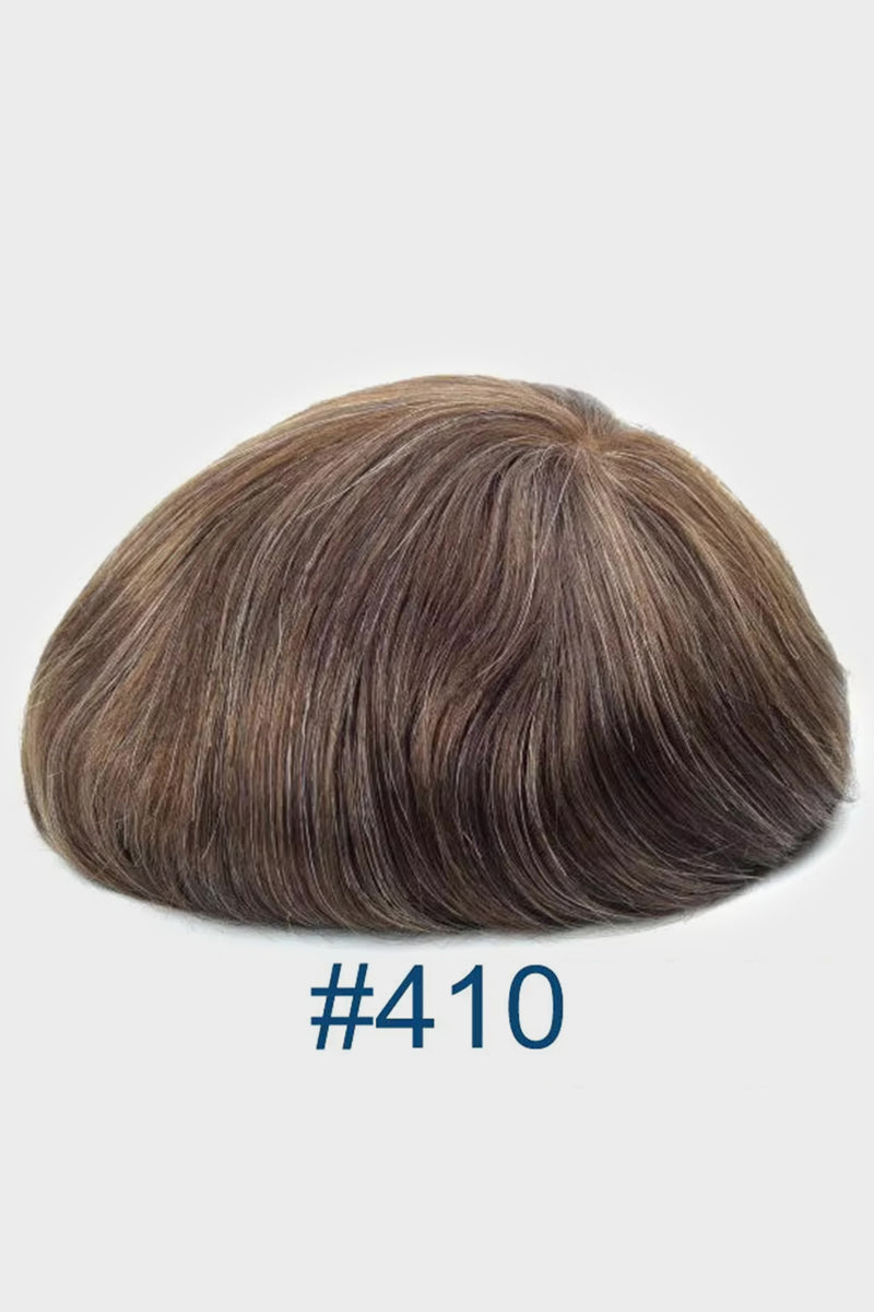Delbert Pre-Cut Men's Hairstyle Medium-Dark Brown blended with 10% Grey #410