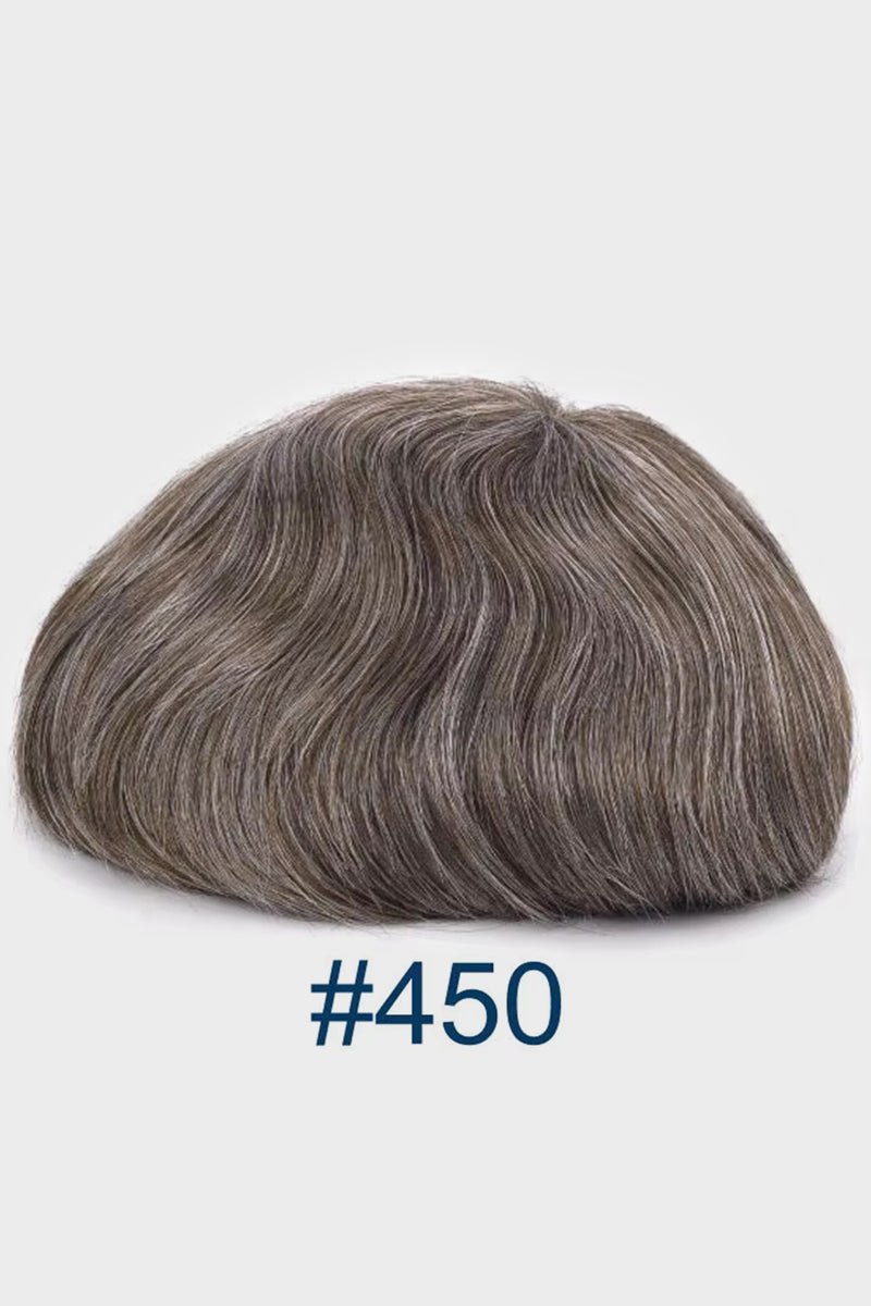 Alison Pre-Cut Men's Hairstyle Medium-Dark Brown blended with 50% Grey #450