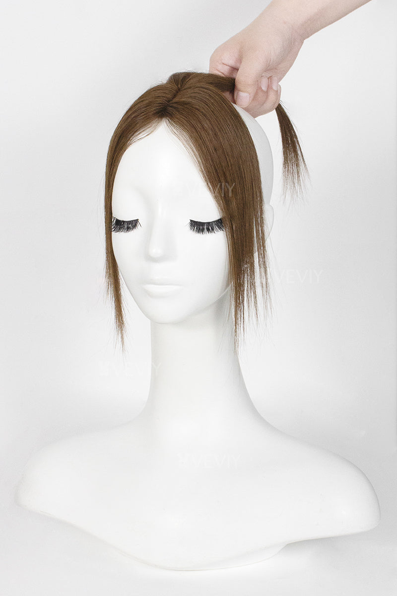 Vera Thin Breathable Lace Human Hair Topper Medium Brown #4