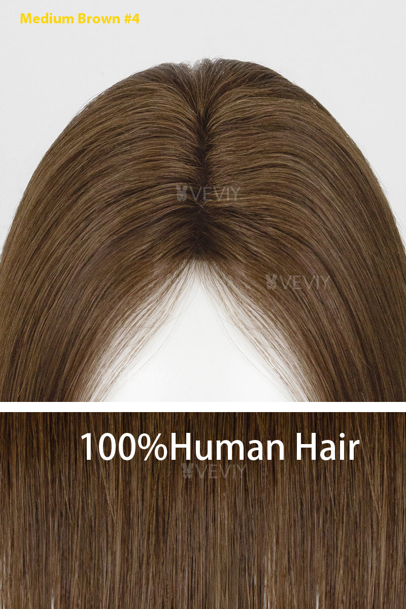 Vera Thin Breathable Lace Human Hair Topper Medium Brown #4