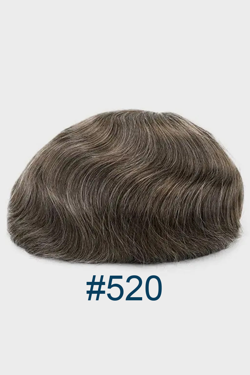 Delbert Pre-Cut Men's Hairstyle Medium Brown blended with 20% Grey #520