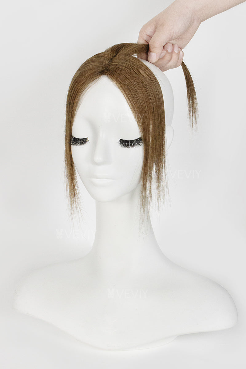 Vera Thin Breathable Lace Human Hair Topper Medium Ash Brown #6