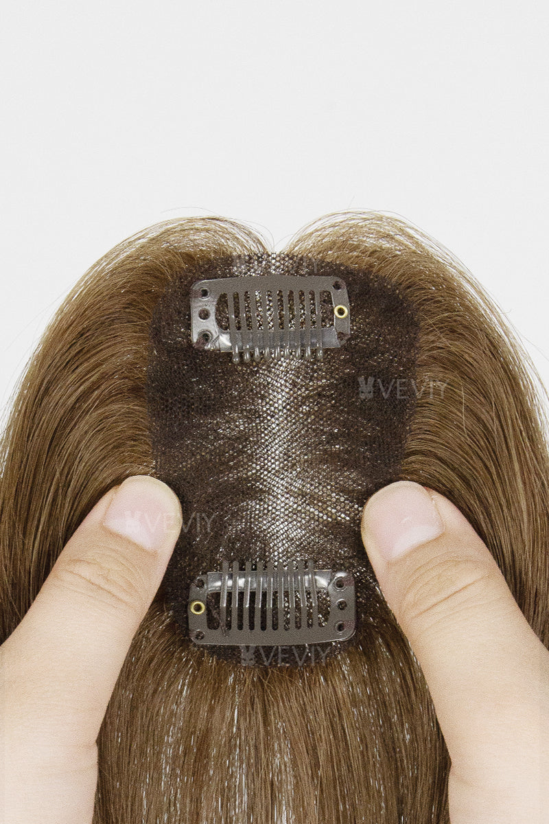 Vera Thin Breathable Lace Human Hair Topper Medium Ash Brown #6
