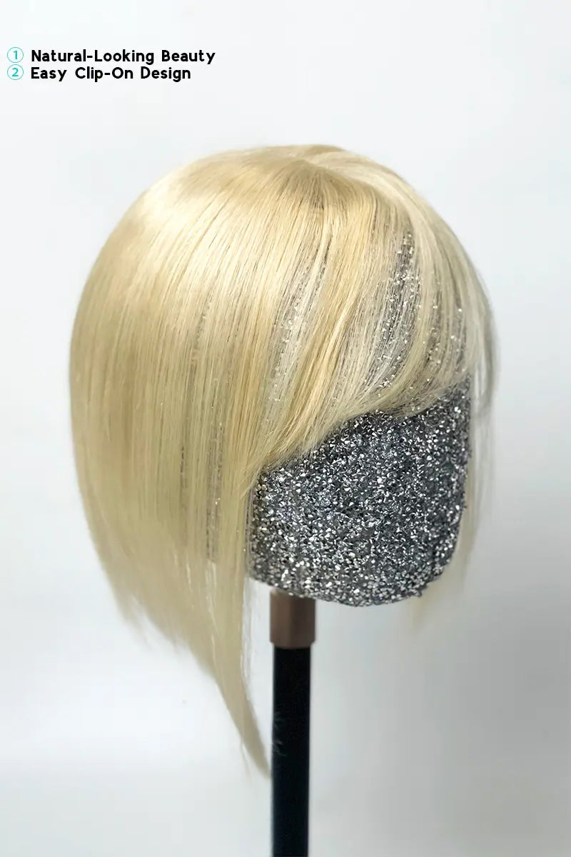 Aria-B Handmade Human Hair Topper with Bangs Lightest Blonde #613