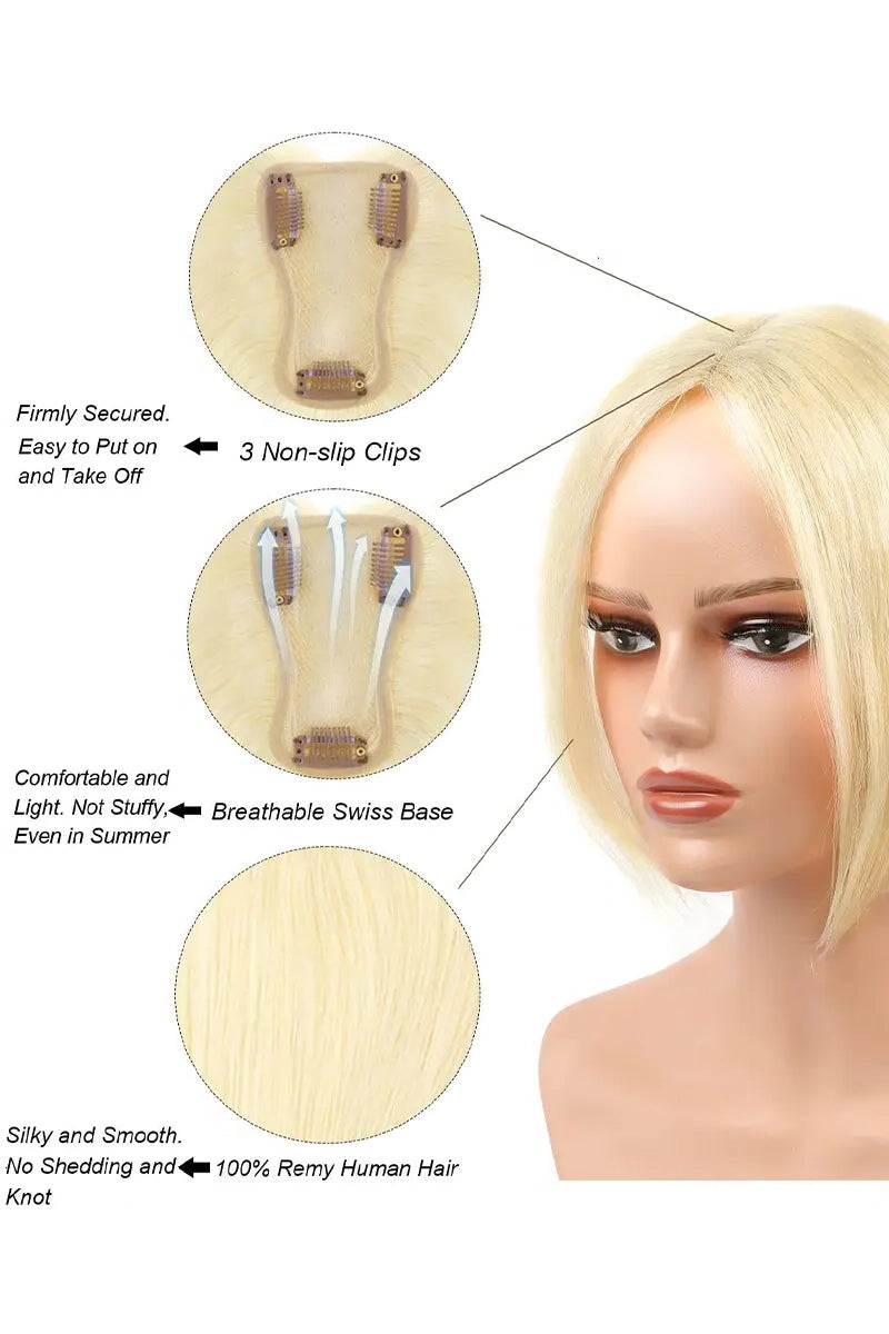 Aria Handmade Human Hair Topper Lightest Blonde #613