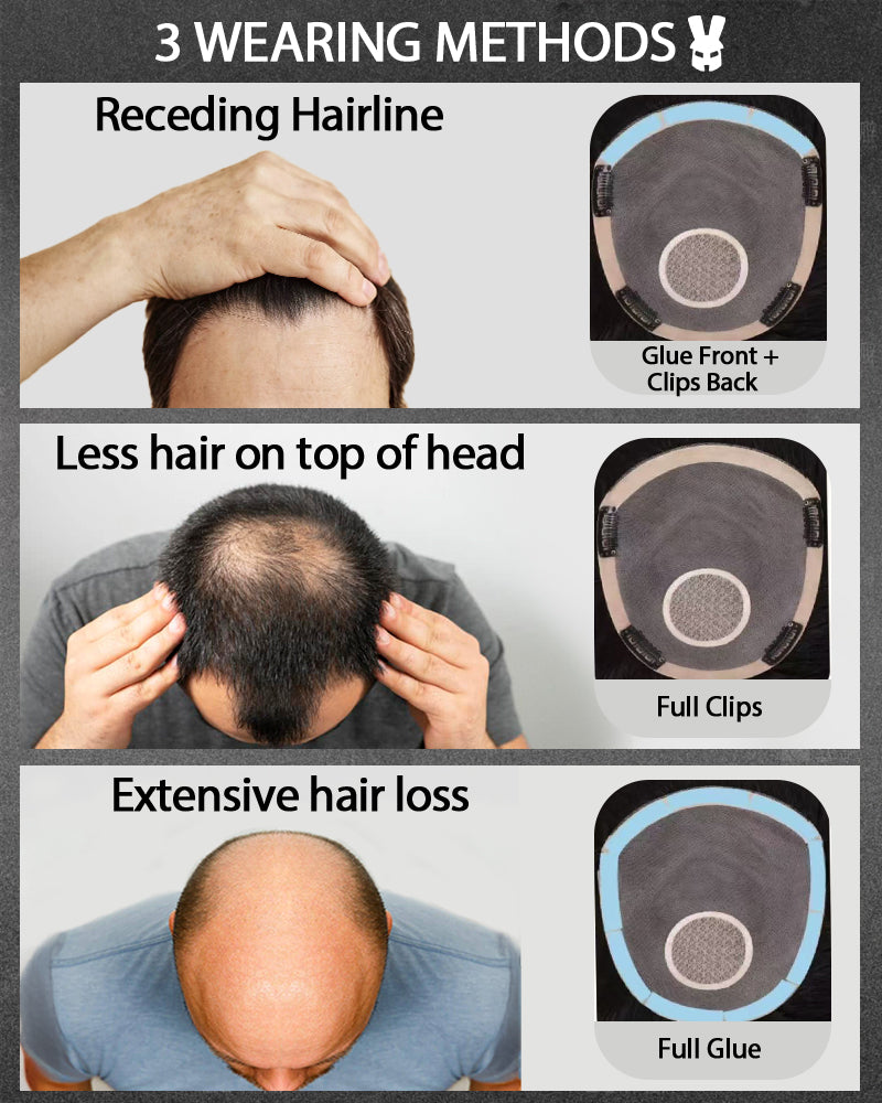 Philip Men's Hairpiece Hairstyle Dark Brown blended with 10% Grey #210