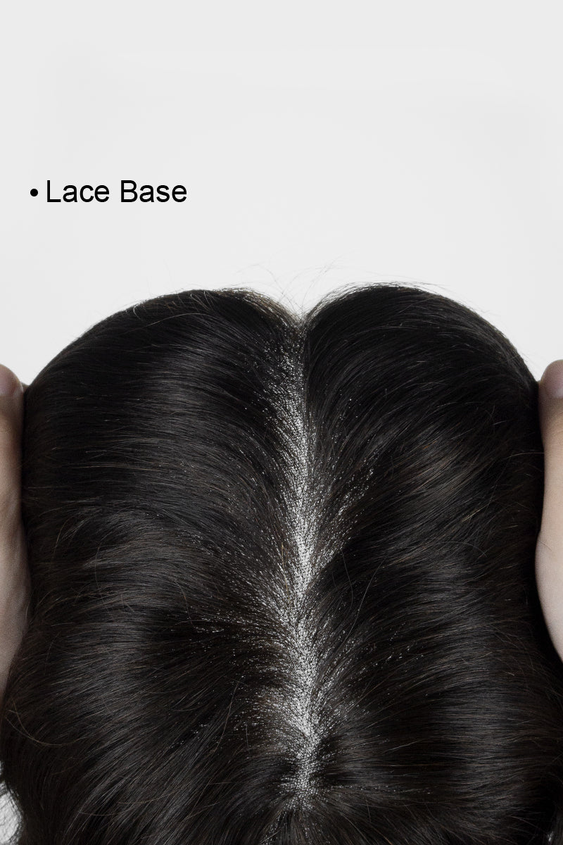 Dark hair lace base on a white background