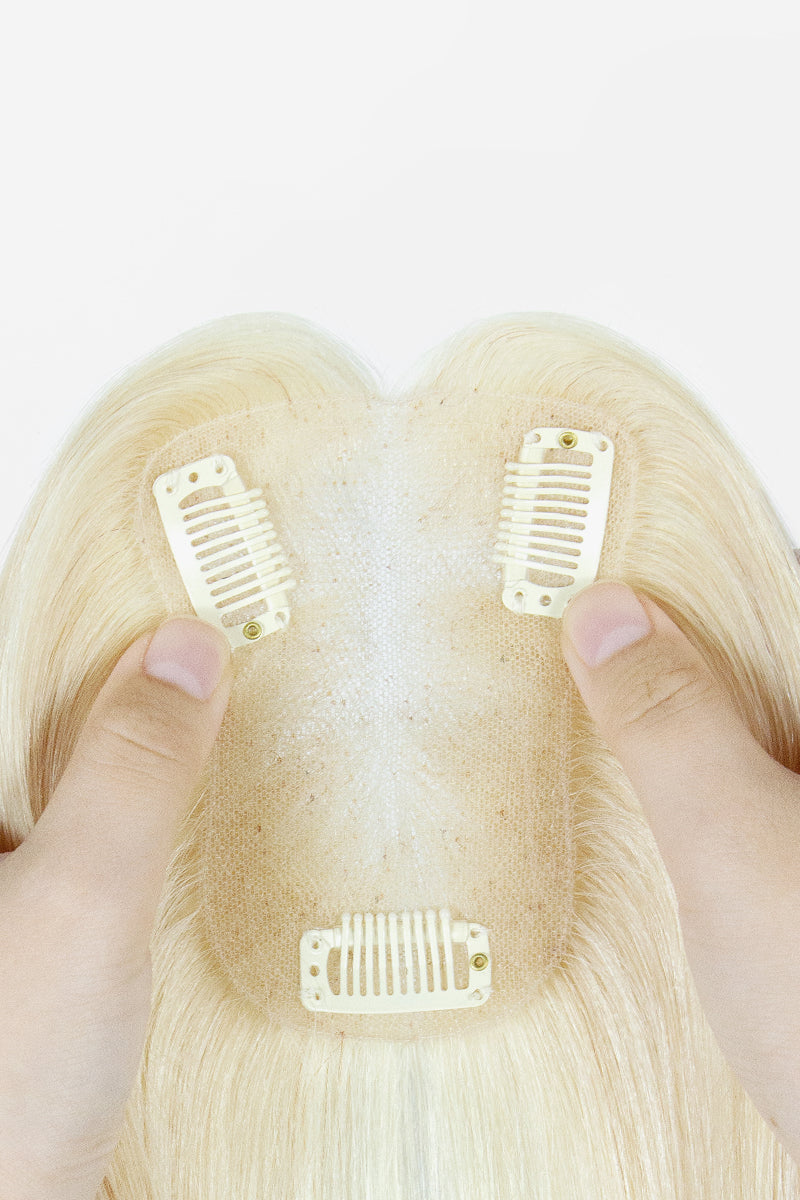 Volumateur Aria fait main en cheveux humains, blond très clair #613