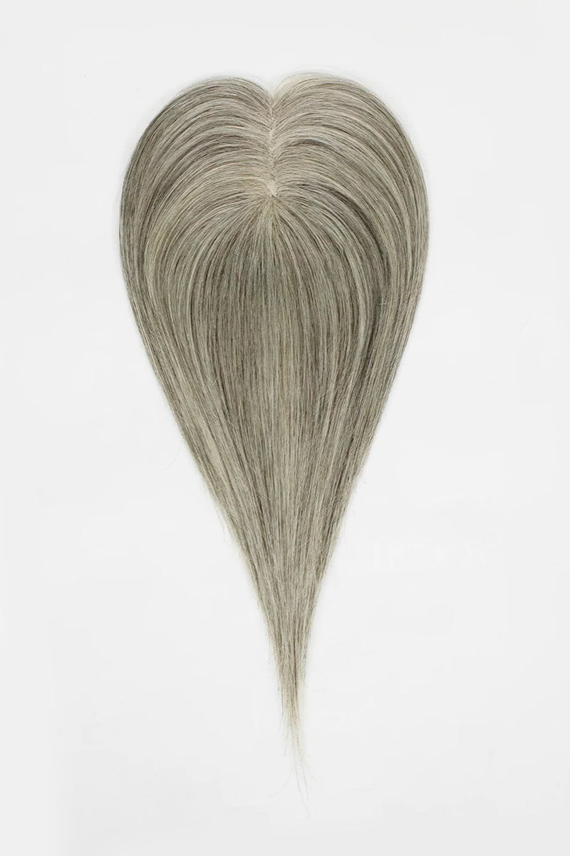 Aria Human Hair Topper Light Brown Grey #LBG1B70