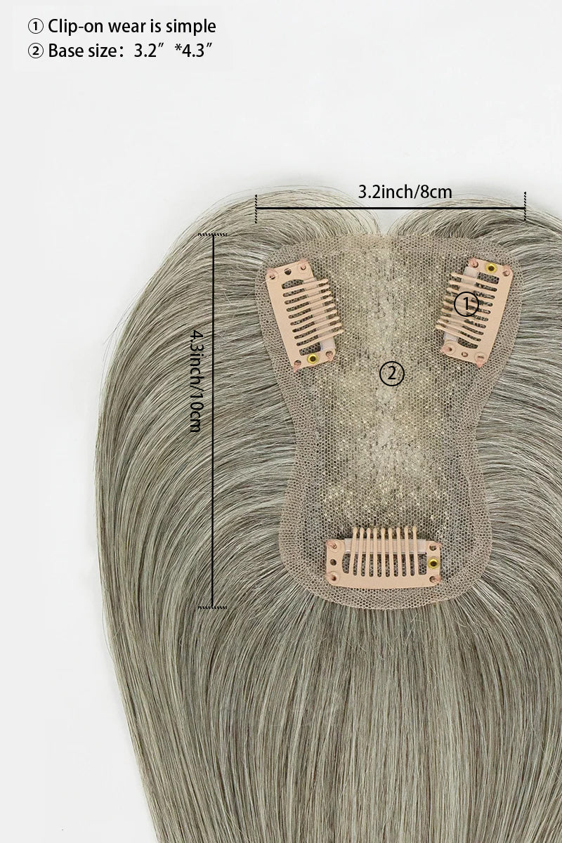 Aria Human Hair Topper Light Brown Grey #LBG1B70