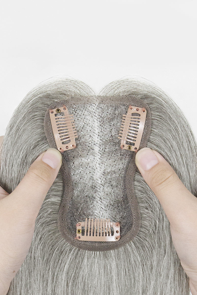 Aria Human Hair Topper Light Grey #1B80