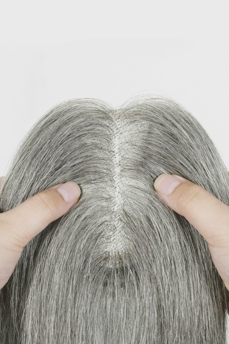 Aria Human Hair Topper Medium Grey #1B70