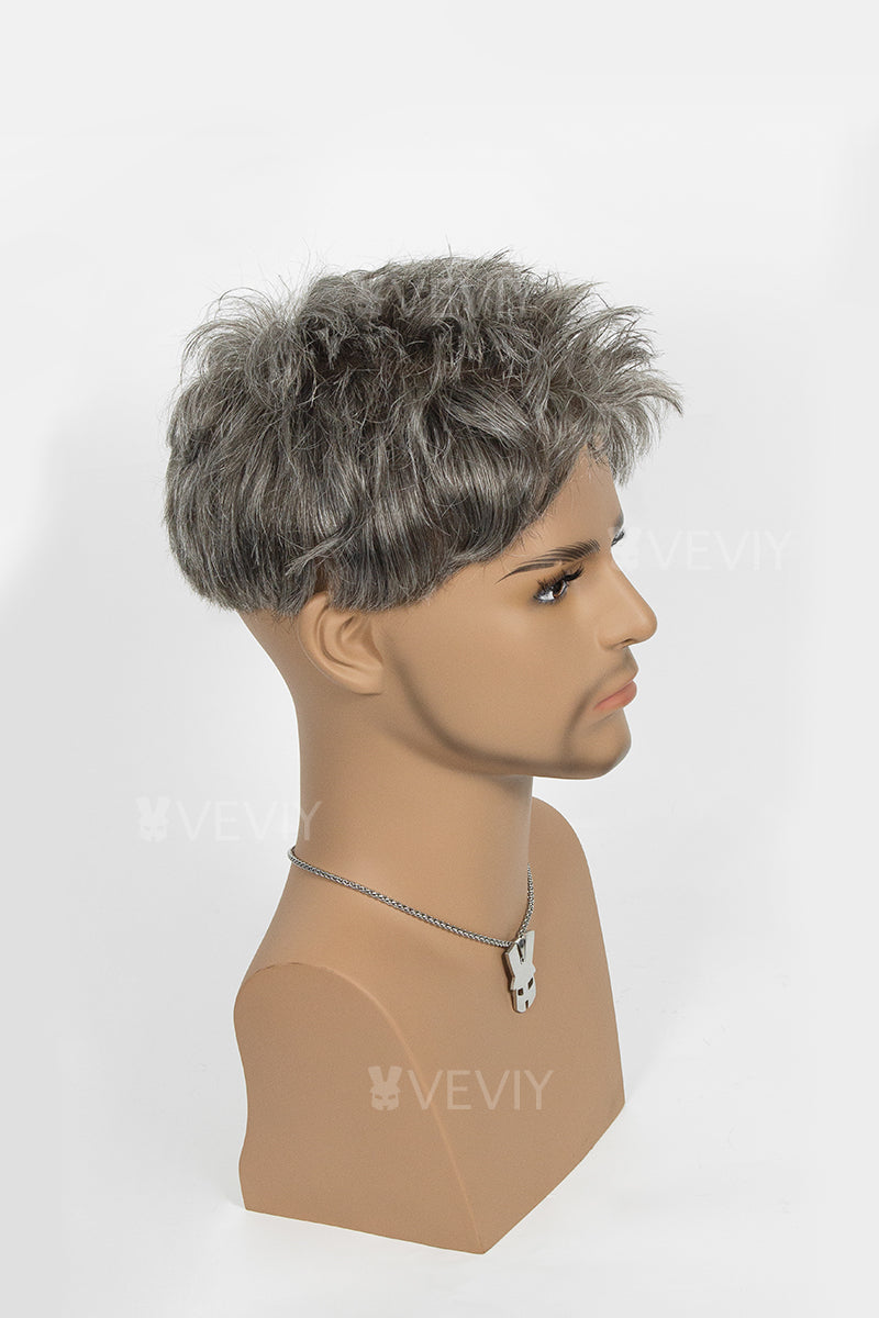 Alison Pre-Cut Men's Hairstyle Medium Brown blended with 40% Grey #540