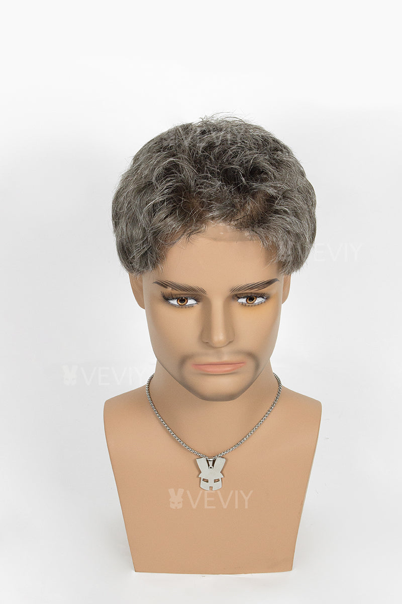 Alison Pre-Cut Men's Hairstyle Medium Brown blended with 40% Grey #540