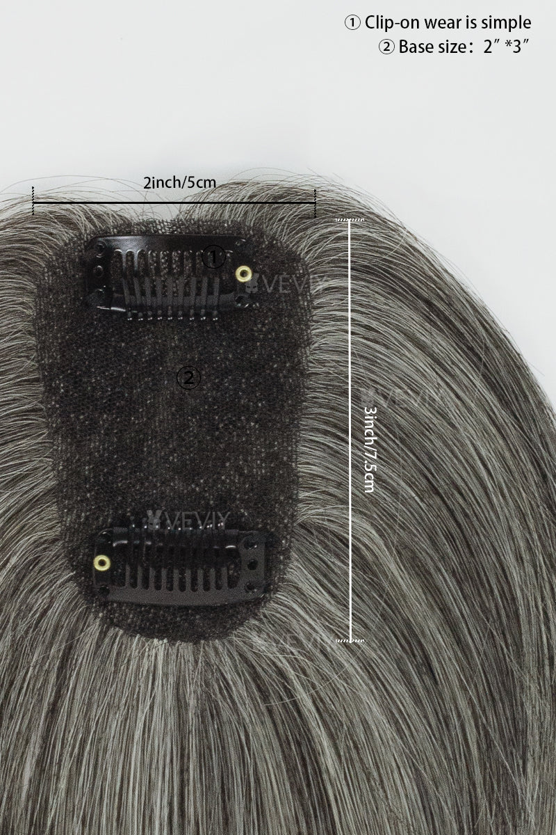 Vera Thin Breathable Lace Human Hair Topper Dark Grey #1B50