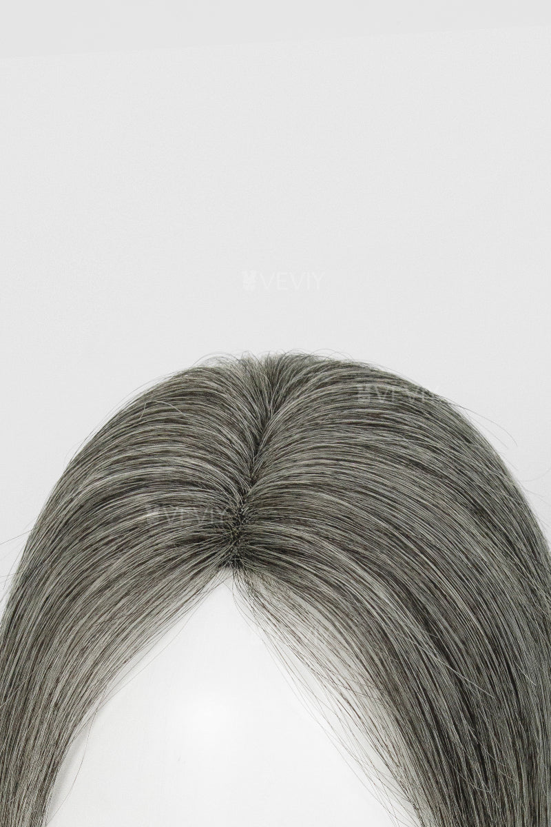 Vera Thin Breathable Lace Human Hair Topper Dark Grey #1B50