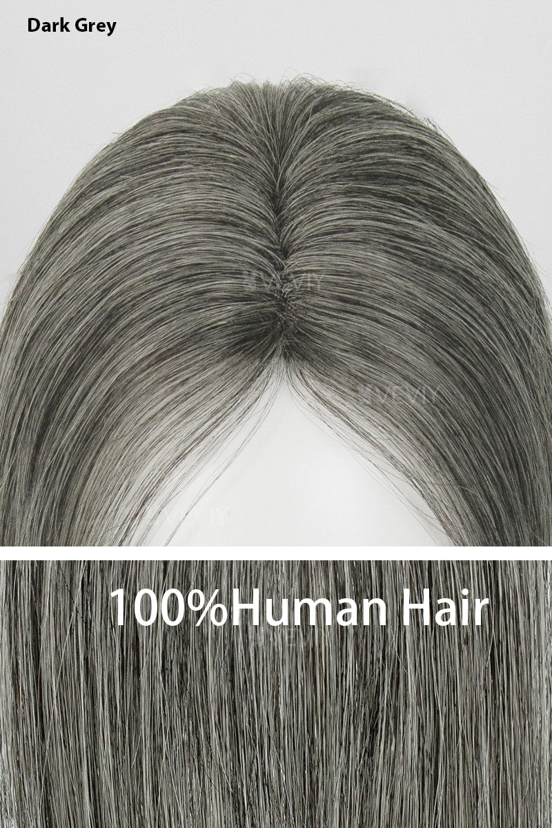 Vera Thin Breathable Lace Human Hair Topper Dark Grey #1B50