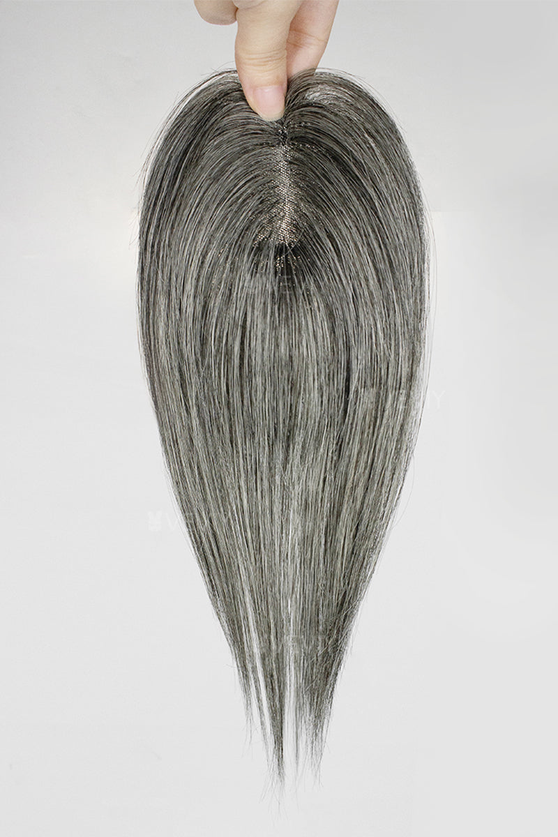 Vera Thin Breathable Lace Human Hair Topper Dark Grey #1B50