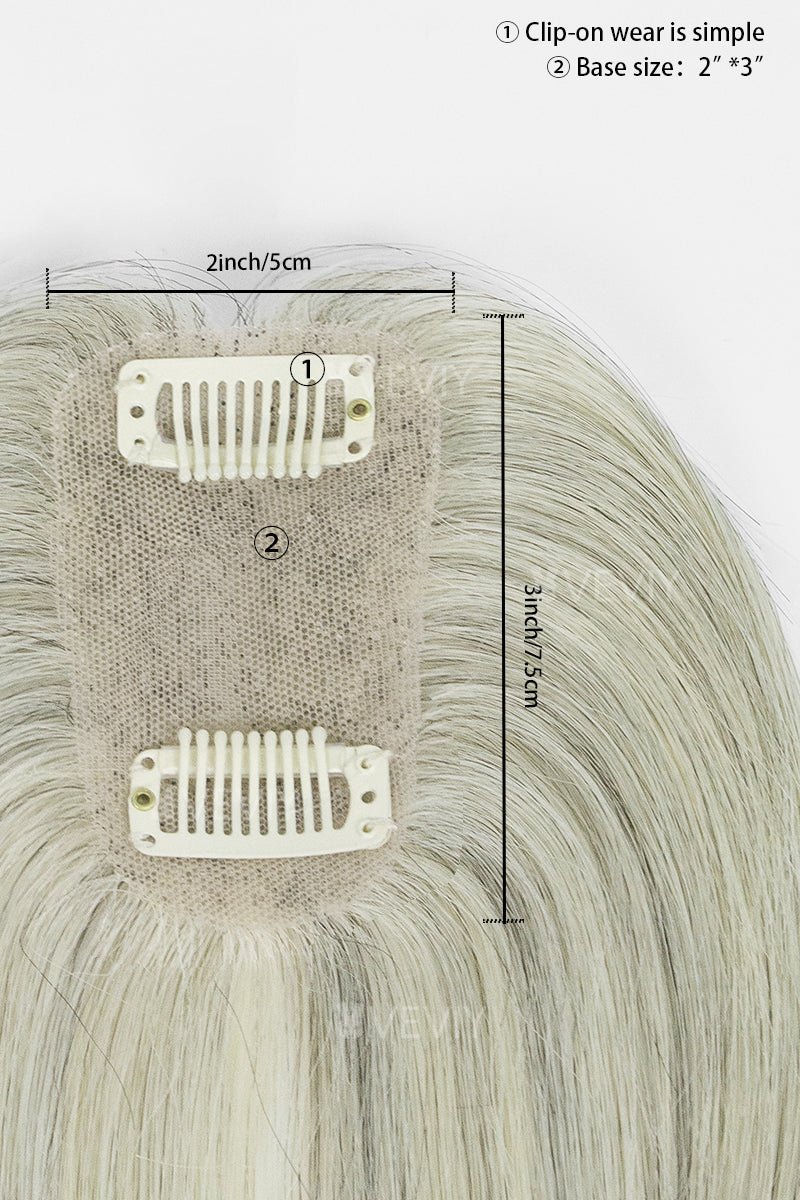 Vera Thin Breathable Lace Human Hair Topper Light Brown Grey #1B90