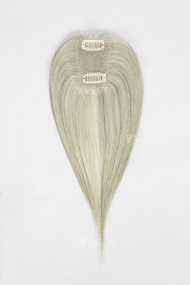 Vera Thin Breathable Lace Human Hair Topper Light Brown Grey #1B90