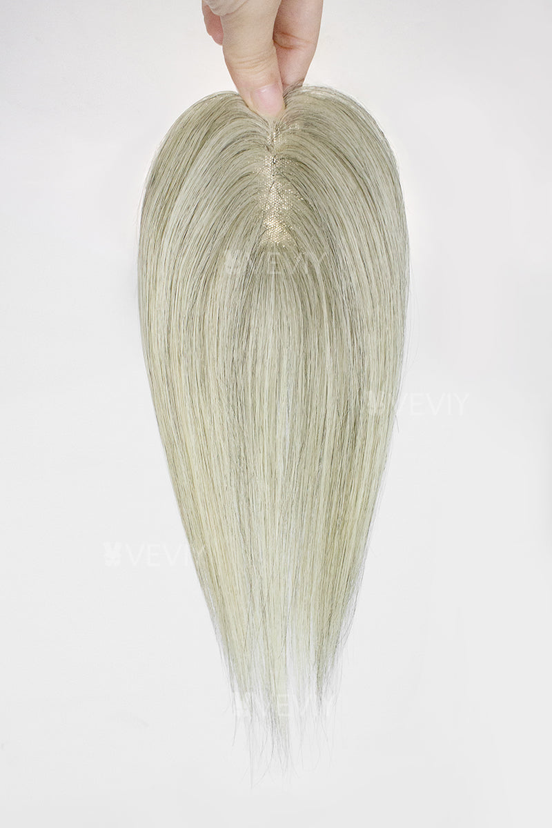 Vera Thin Breathable Lace Human Hair Topper Light Brown Grey #1B90