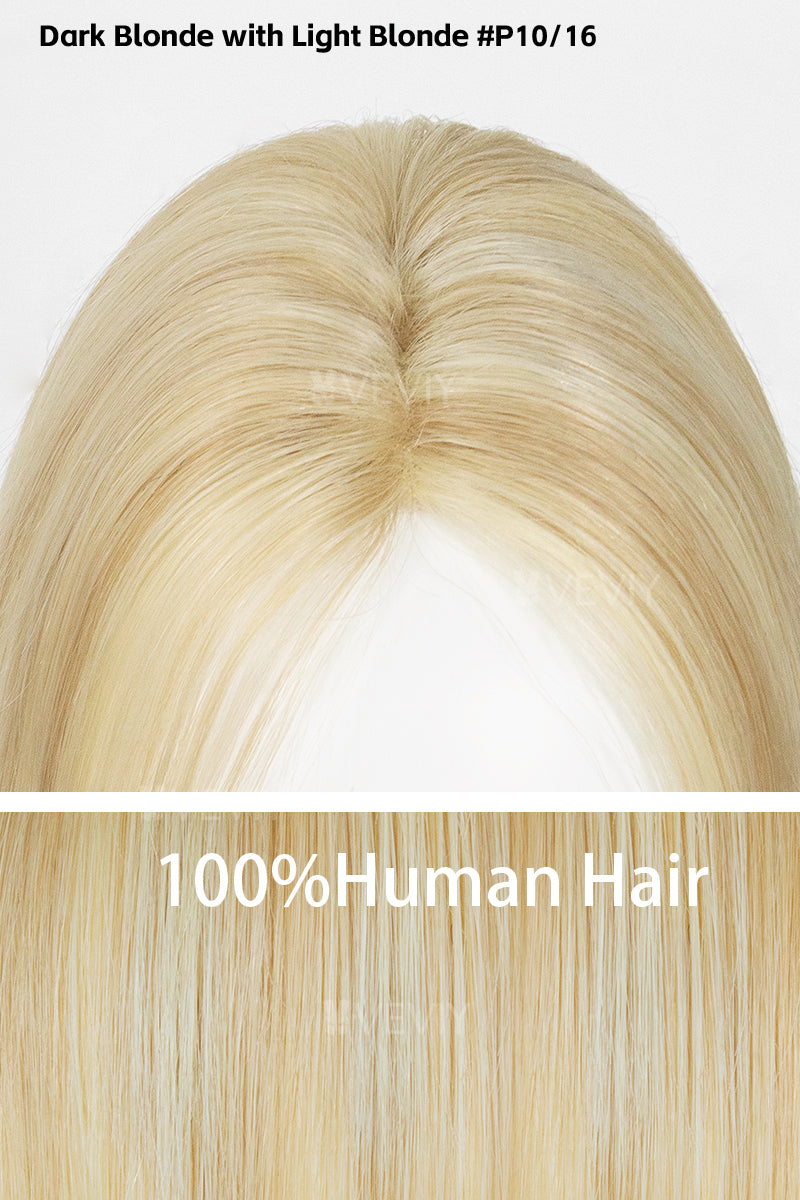 Vera Thin Breathable Lace Human Hair Topper Dark Blonde with Light Blonde #P10/16