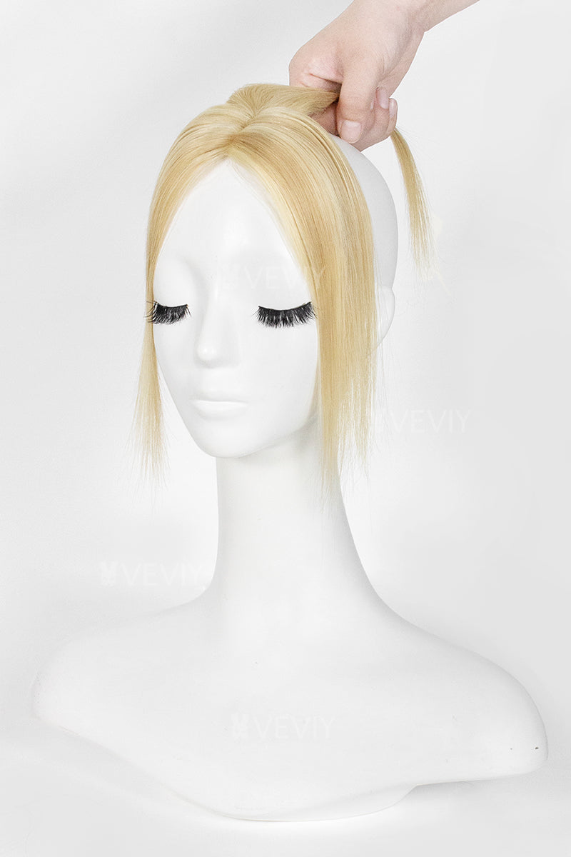 Vera Thin Breathable Lace Human Hair Topper Warm Blonde With Highlights #P27/613
