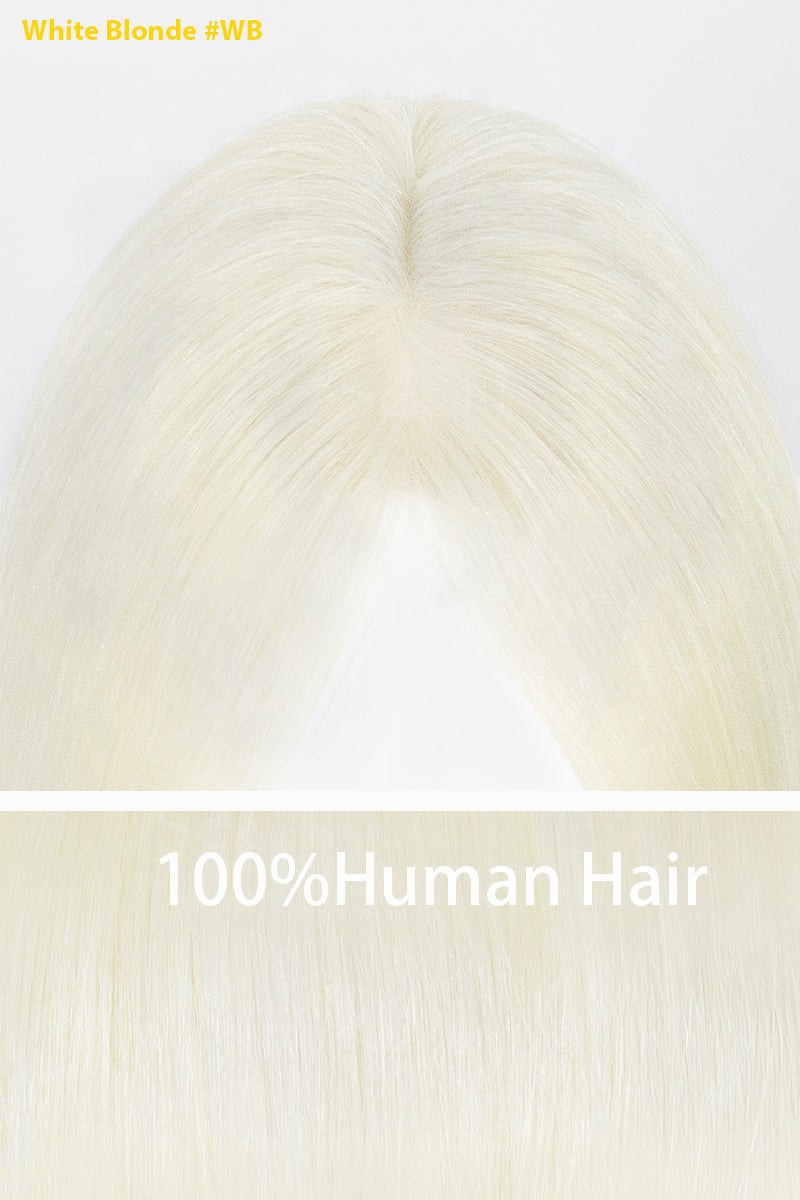 Aria-B Handmade Human Hair Topper with Bangs White Blonde #WB