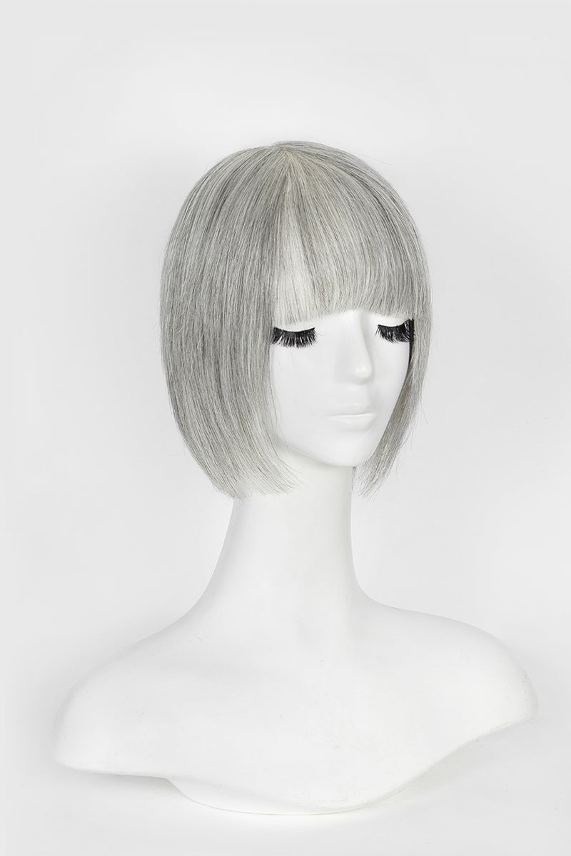 Rachel Women Glueless Human Hair Bob Wig Light Grey #1B80