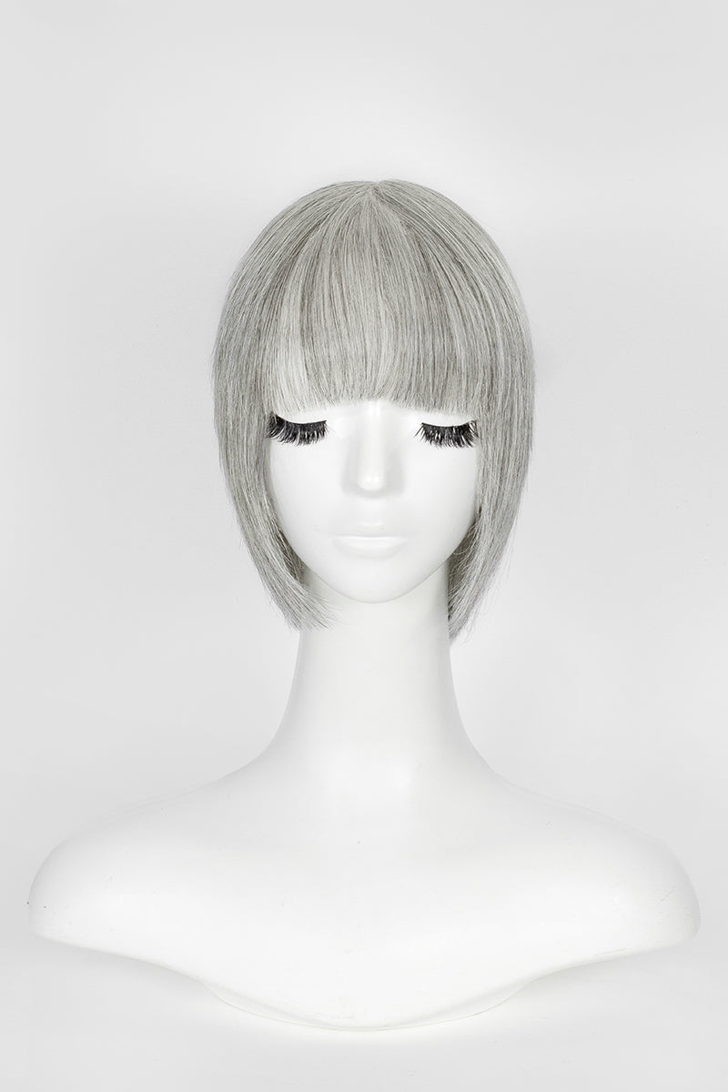Rachel Women Glueless Human Hair Bob Wig Light Grey #1B80