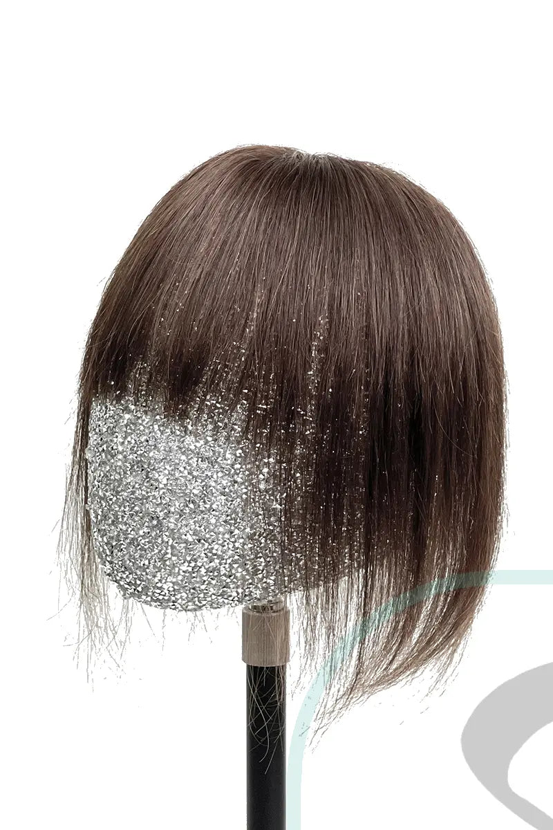 Mona-B Handmade Human Hair Topper with Bangs Medium Brown #4